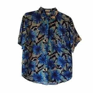 Kokomo vintage silk Hawaiian shirt blue floral
